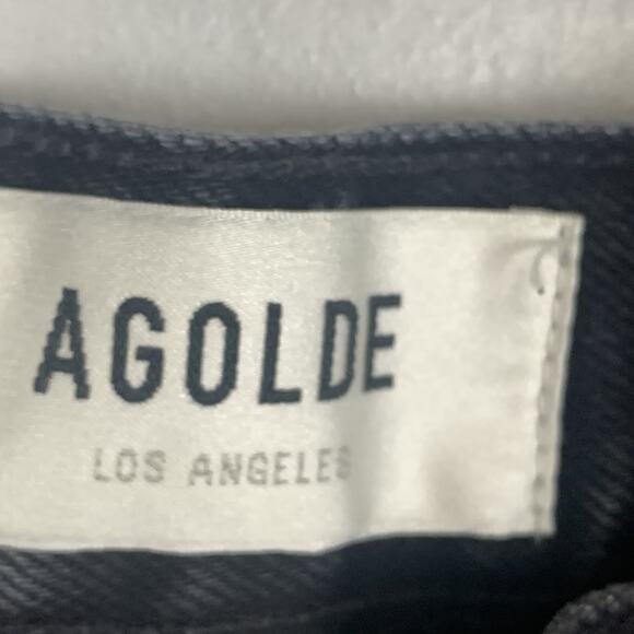 AGOLDE Harley Jean Pants Womens 30 Black Recycled Leather Panel High Rise USA - Picture 5 of 10